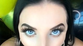 Big tit brunette sucks a big cock blowjob POV
