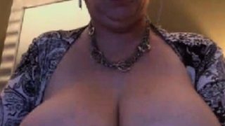 Busty Granny Strips on Webcam