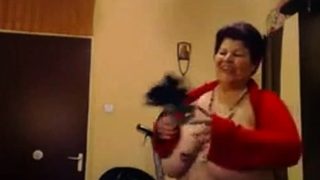 Big-Titted BBW Granny Dances on Webcam