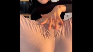 cumshot beautiful dirty  girl with fat pussy licking her own