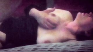 Amateur wife touching her big tits while fucking